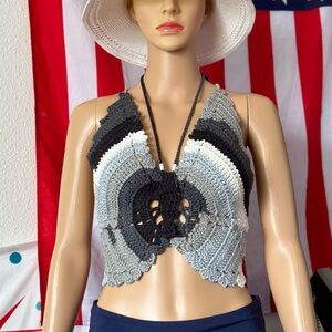 NWOT Crochet Butterfly Top🖤🤍